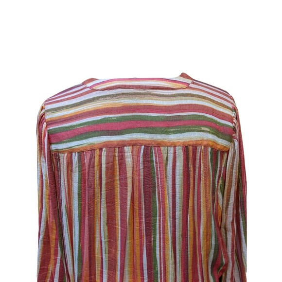 Zac & Rachel Button Down Striped Tunic Blouse XL Lightweight Office Modest Work - Picture 7 of 12